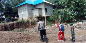 Koramil Tibawa Antisipasi Erosi Bantaran Sungai Alo