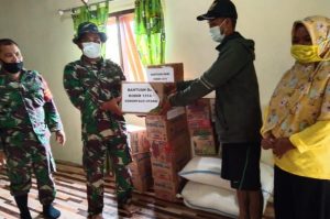 Peduli Korban Banjir, Kodim 1314/Gorut Salurkan Bantuan Sembako
