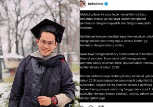 Indra Kenz Menghapus Konten Binary Option dan Minta Maaf
