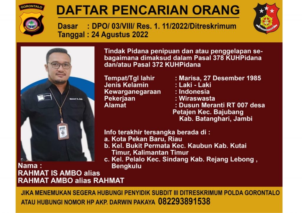 Rahmat Ambo Ditetapkan Sebagai DPO Kasus Penggelapan Dana