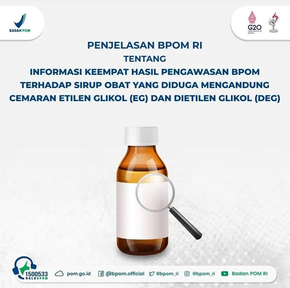 Ini Lima Produk Obat yang Diduga Mengandung Bahan EG dan DEG