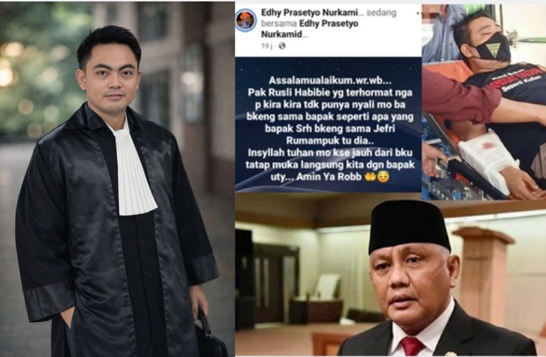 Kolase foto Tangkap layar status akun FB Edhy Prasetyo Nurkamiden/FT: Jeffry Rumampuk saat dirawat/FT: Rusli Habibie/fraksigolkar.com/FT: Abdulwahidin D.P. Tanaiyo.